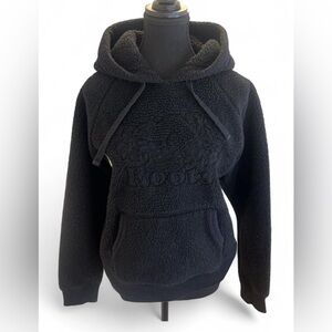 Roots Black Jacket with Hood and Ribbed Cuffs
